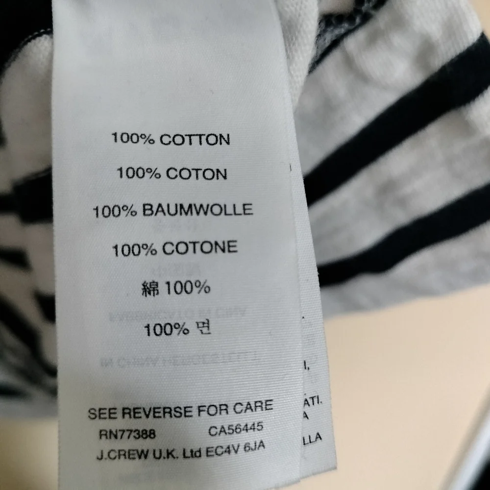 J Crew women long sleeve Cotton Blue white striped floral Top shirt L Nautical